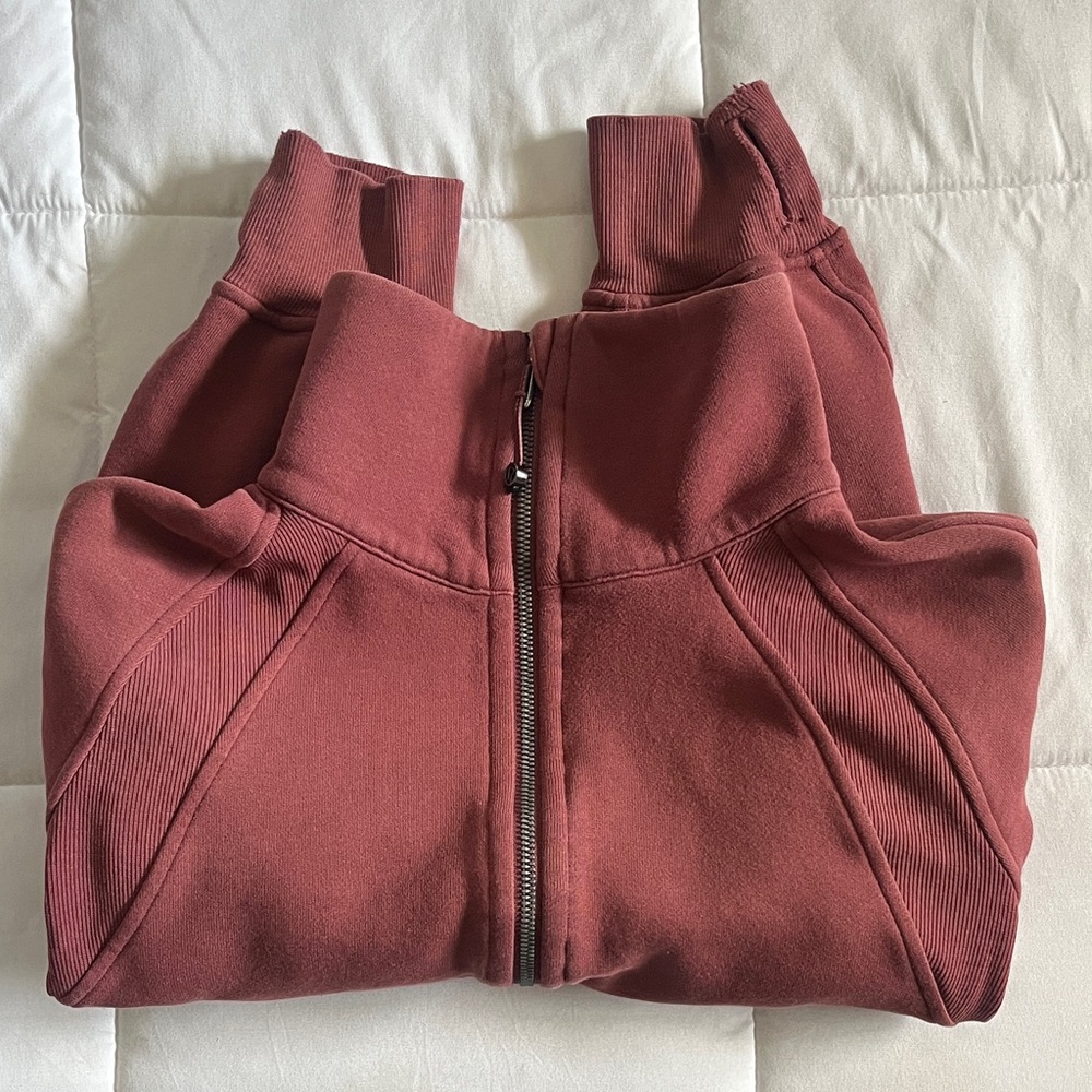 Red Scuba Oversized Funnel Neck Half-Zip